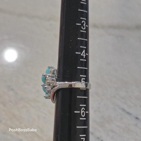 Blue stone real diamond accent stones size 5 925 sterling silver ring - Picture 14 of 15